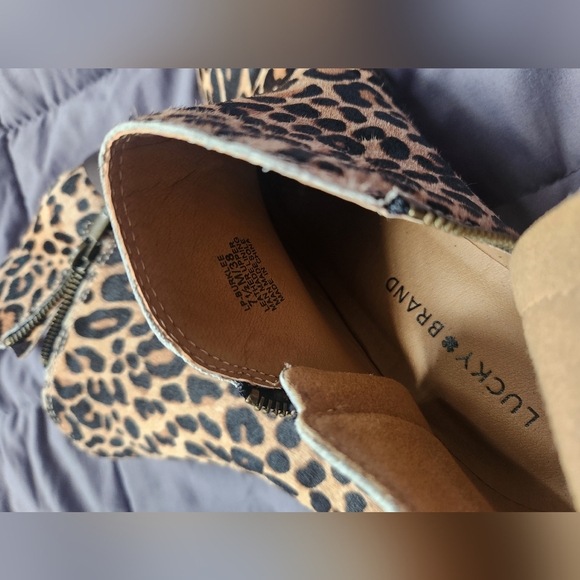Calf Hair Lucky Brand Basel 2 Leopard Print Fur Ankle Boot 7.5 / 38 - Picture 3 of 7